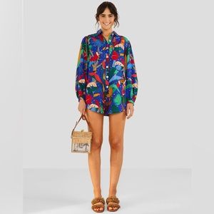 Like New✨ FARM RIO 😍Colorful Forest Button-Front Romper Size XSMALL